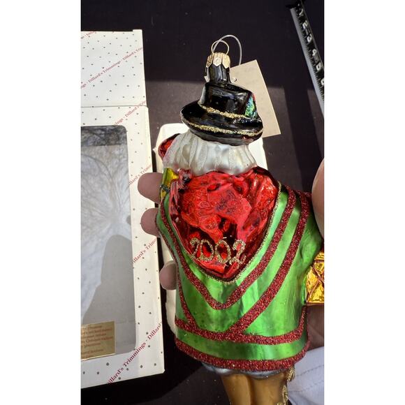 Large 7" Hand Blown Glass Santa Ornament Trimsetter By Dillards Made in Poland - Picture 9 of 11